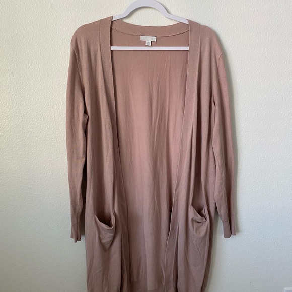 Dust Pink Long Line Open Front Cardigan - Picture 1 of 2